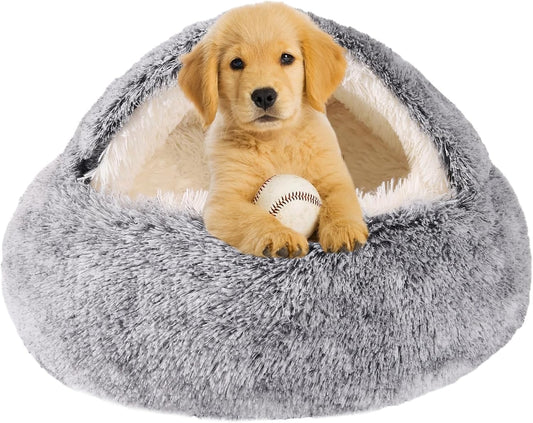 Dog Beds for Small Dogs, Cat Bed Cave, Washable Cute Cat Bed, Cozy Nook Pet Bed for Dogs or Cats, Anti-Slip Puppy Bed Fits up to 5 lbs Pets(Grey, 16" x 16")